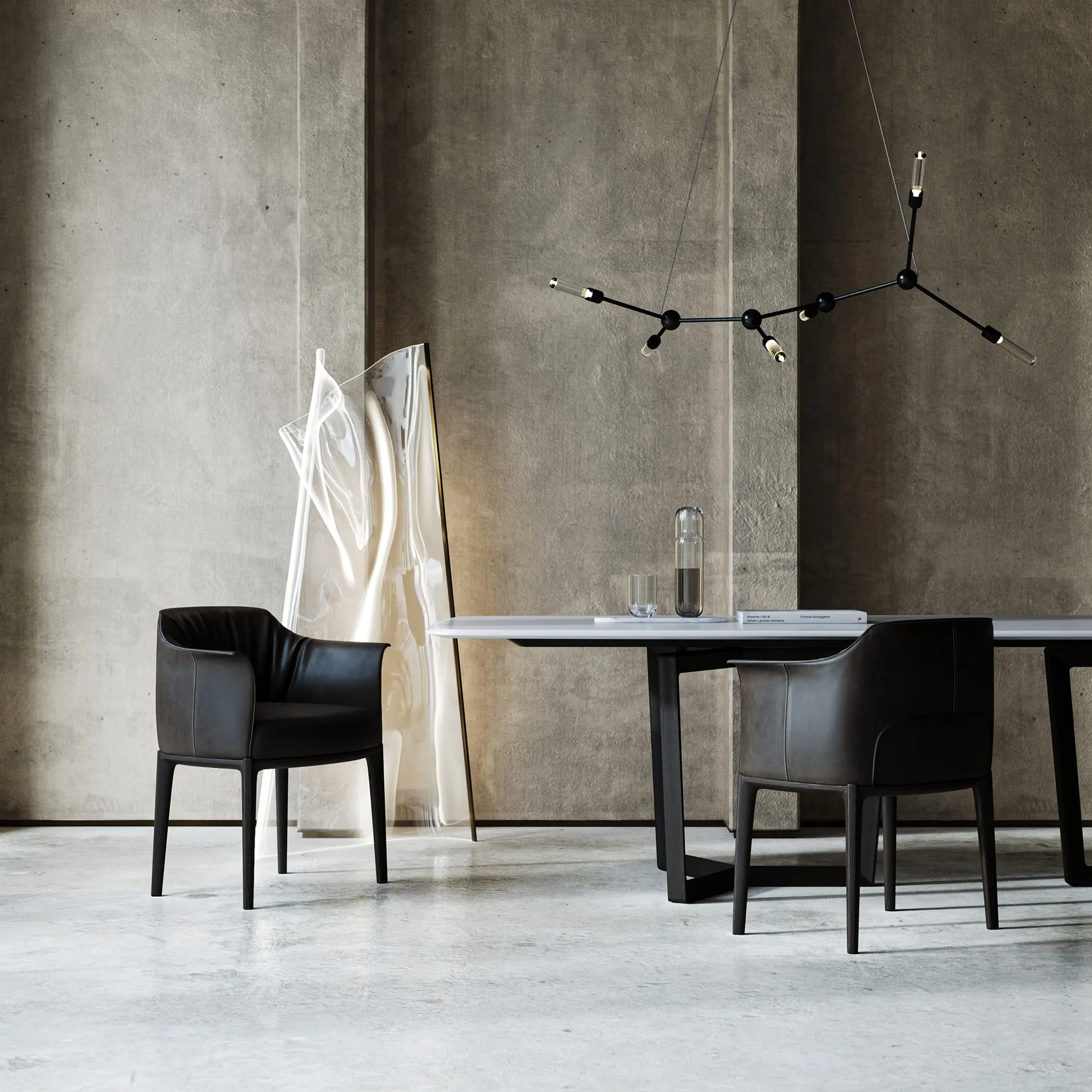 A close-up of the luxurious living room, focusing on a cozy armchair and a vase of flowers on a wooden coffee table. This highlights how 3d furniture rendering services can create intimate and detailed renderings of interior decor elements.