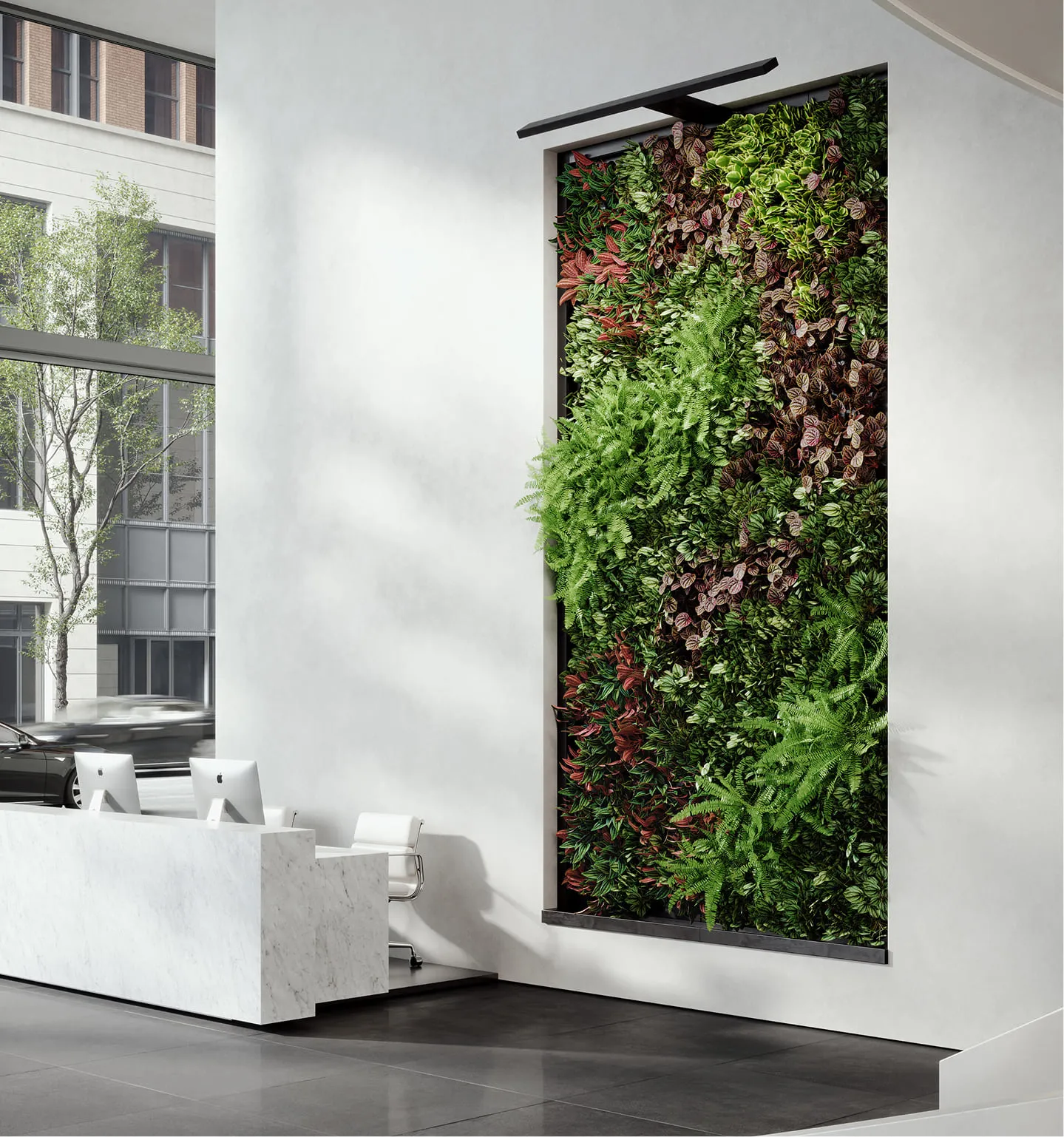 3D product rendering of a Living Wall in some Boston office.