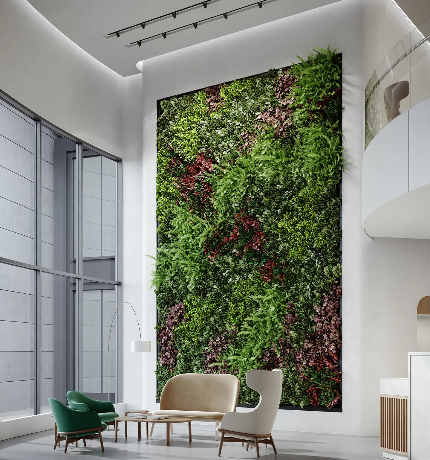 3D product rendering of a Living Wall in some Boston office.