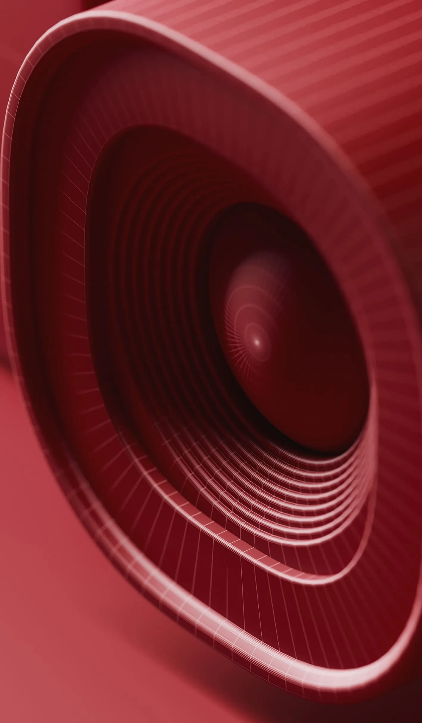 A red wireframe render of a camera lens interior — illustrating precise geometry modeling by Product 3D Modeling Services.