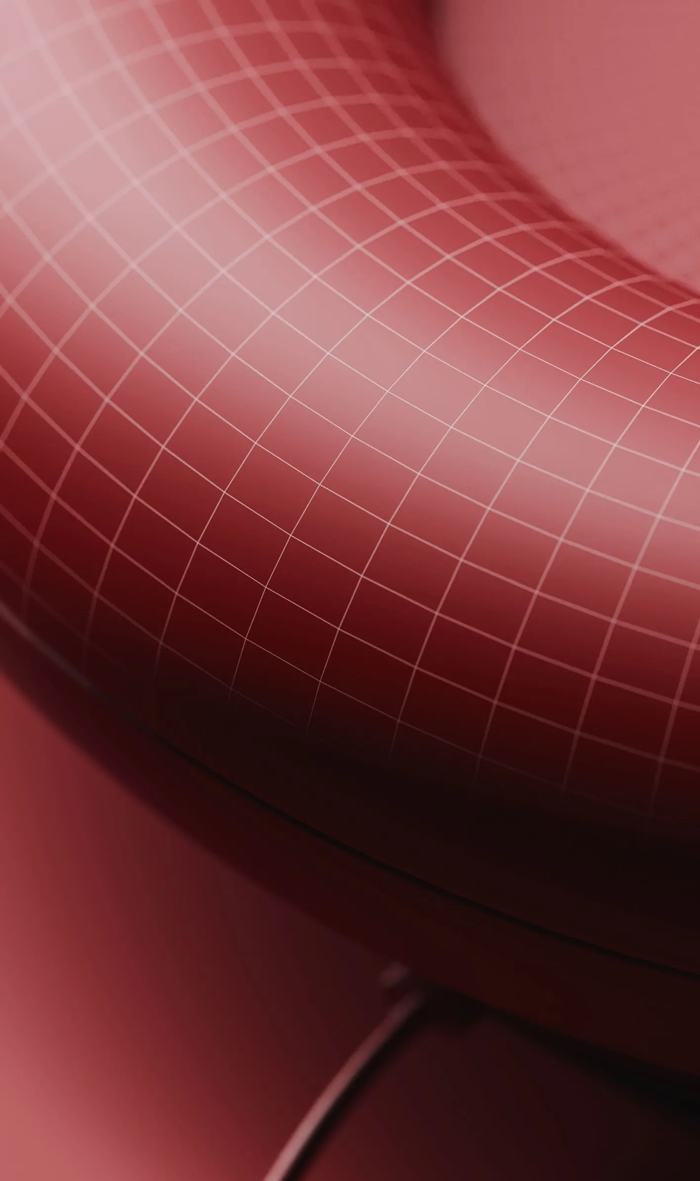 A red wireframe view of the same donut-shaped speaker — highlighting surface geometry crafted through Product 3D Modeling Services.