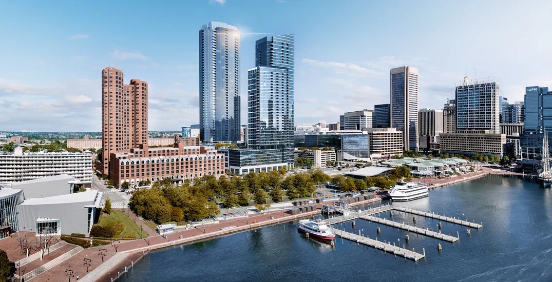 3D exterior rendering of a skyscrapper in USA.