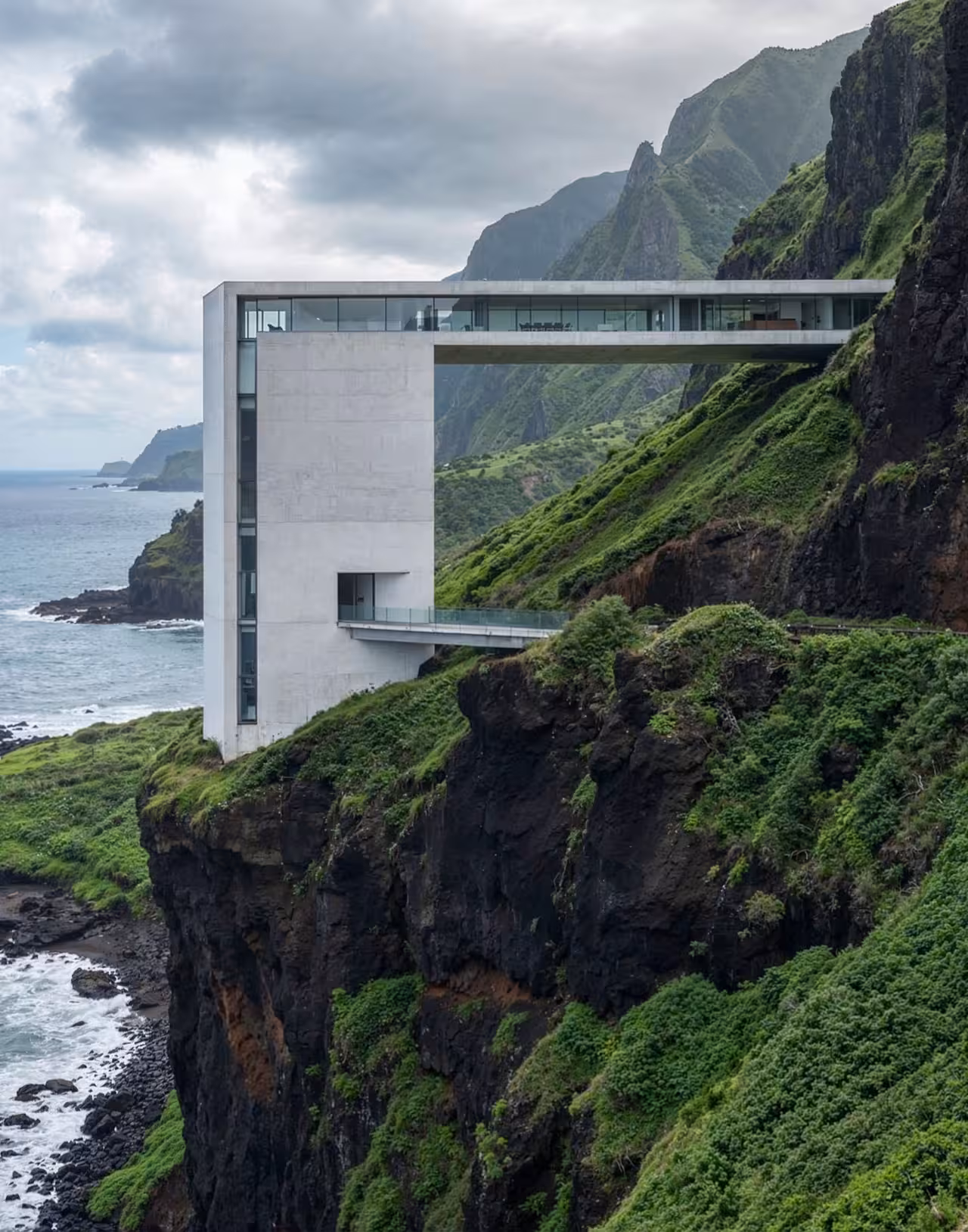 Innovative skyscraper complex featuring organic, greenery-filled suspended structures above a modern skyline — visualized through 3D exterior visualization services.