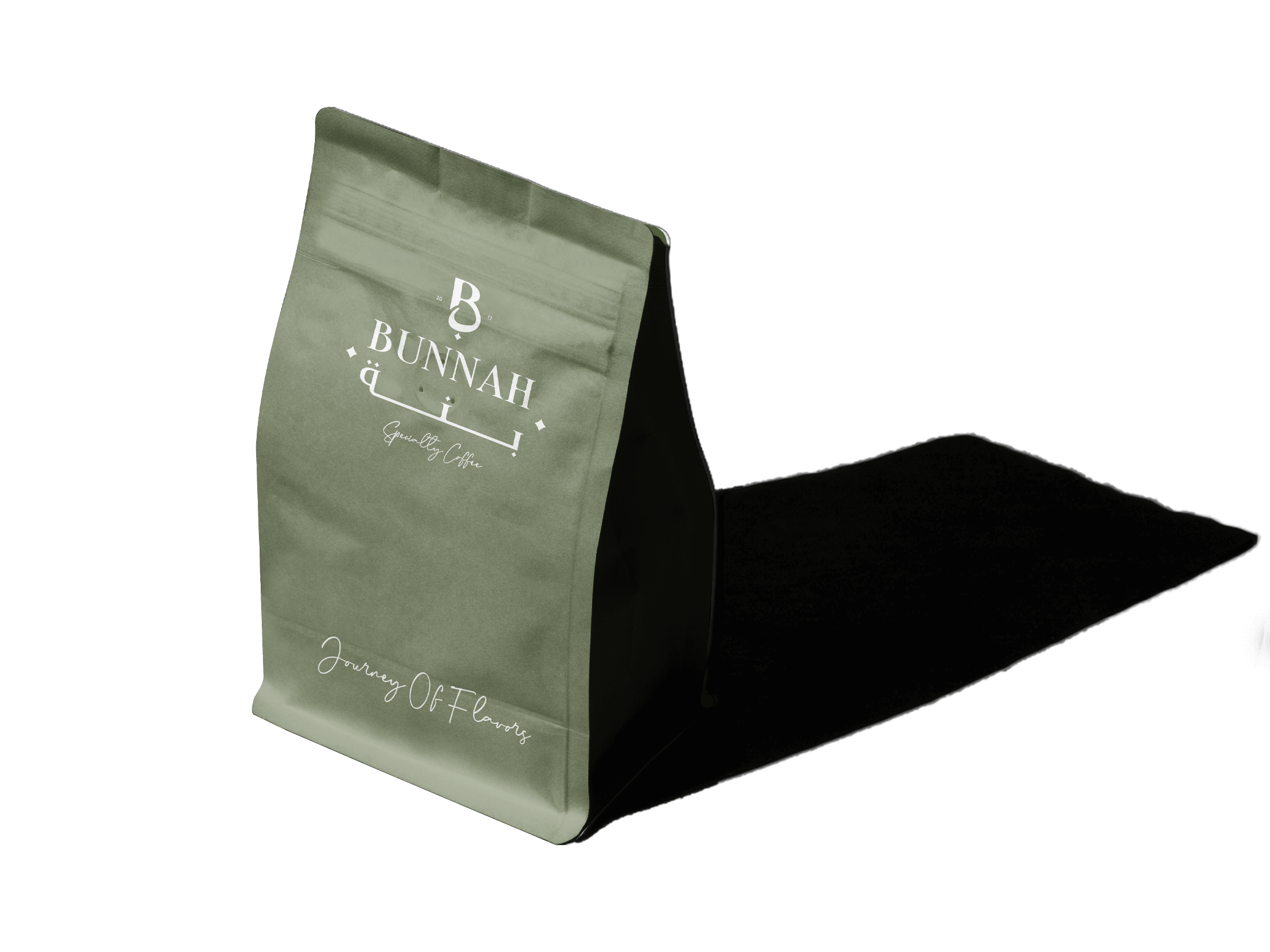 Homepage design of Bunnah specialty coffee e-commerce website featuring premium coffee blends and roastery products for UAE coffee lovers.
