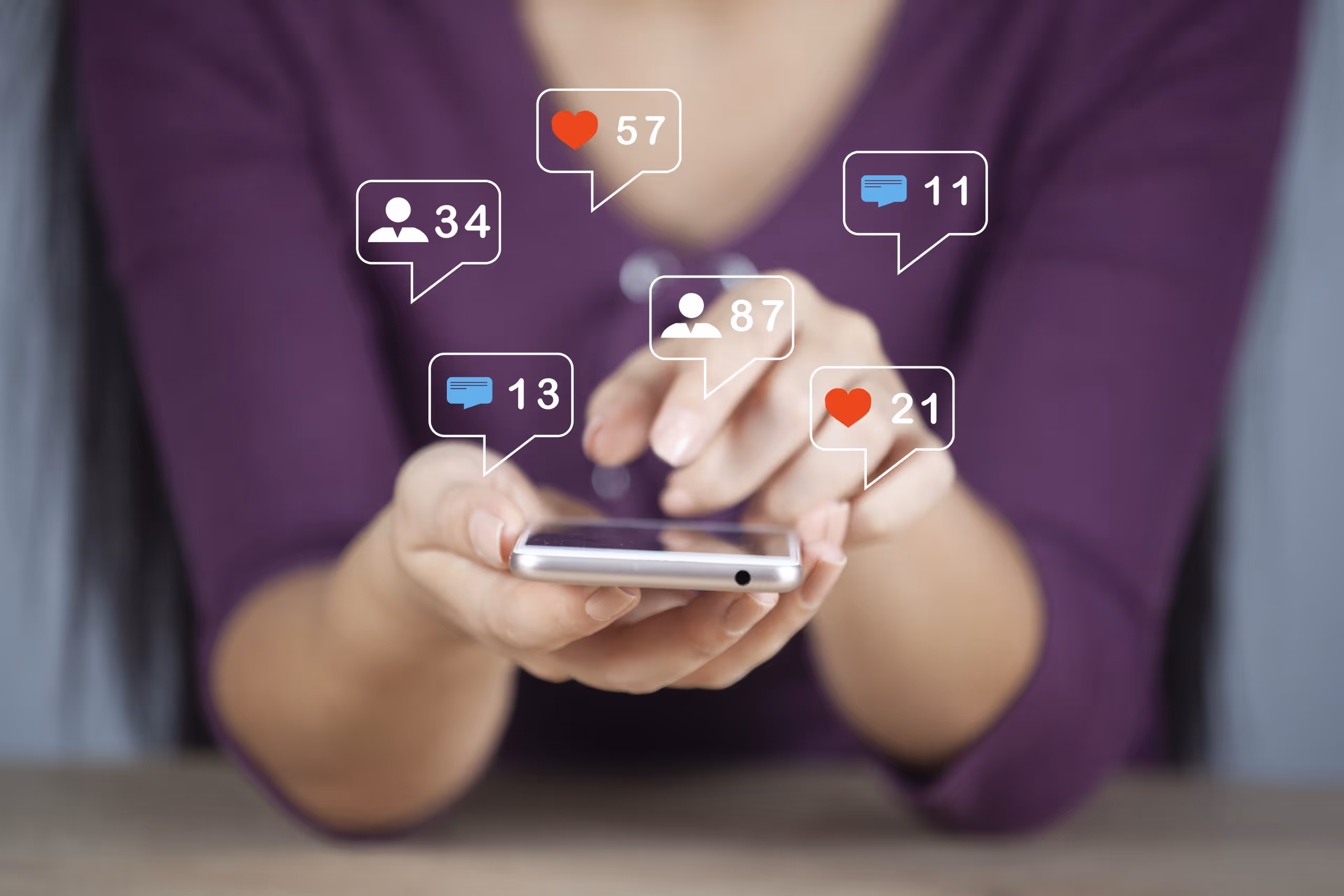 Concept of using a smartphone for social media