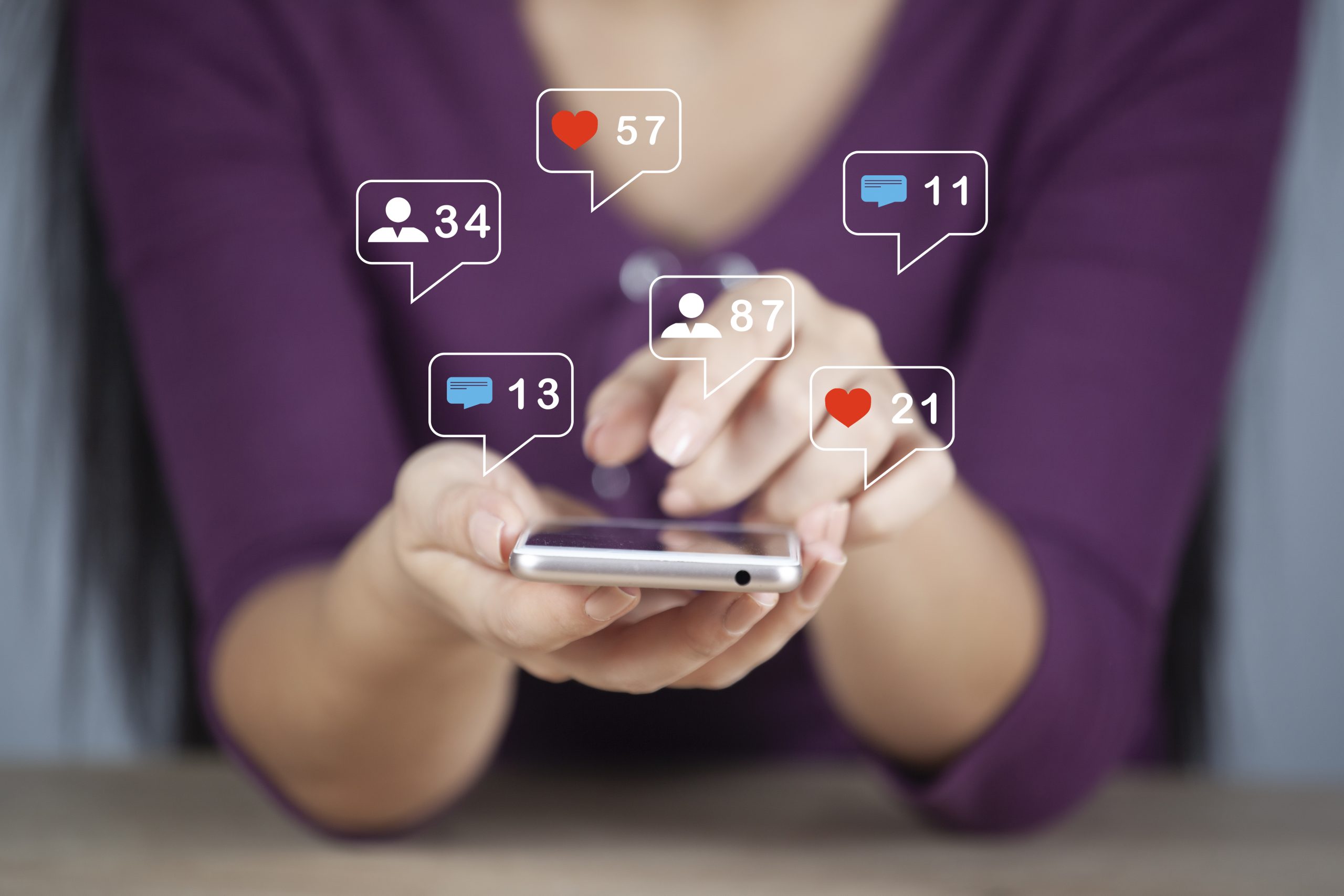 Concept of using a smartphone for social media