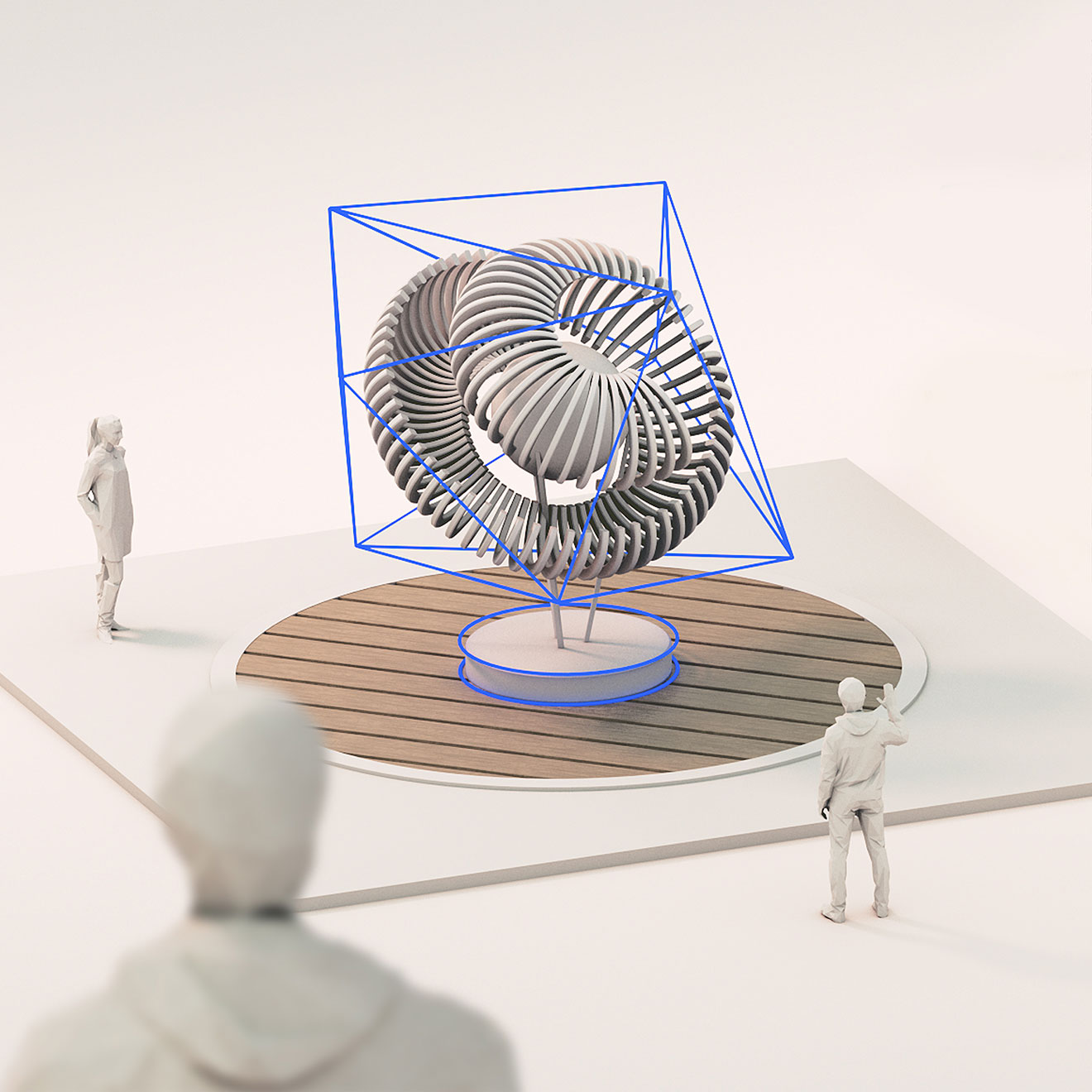 A space showing contextually relevant AR content placed in a museum.