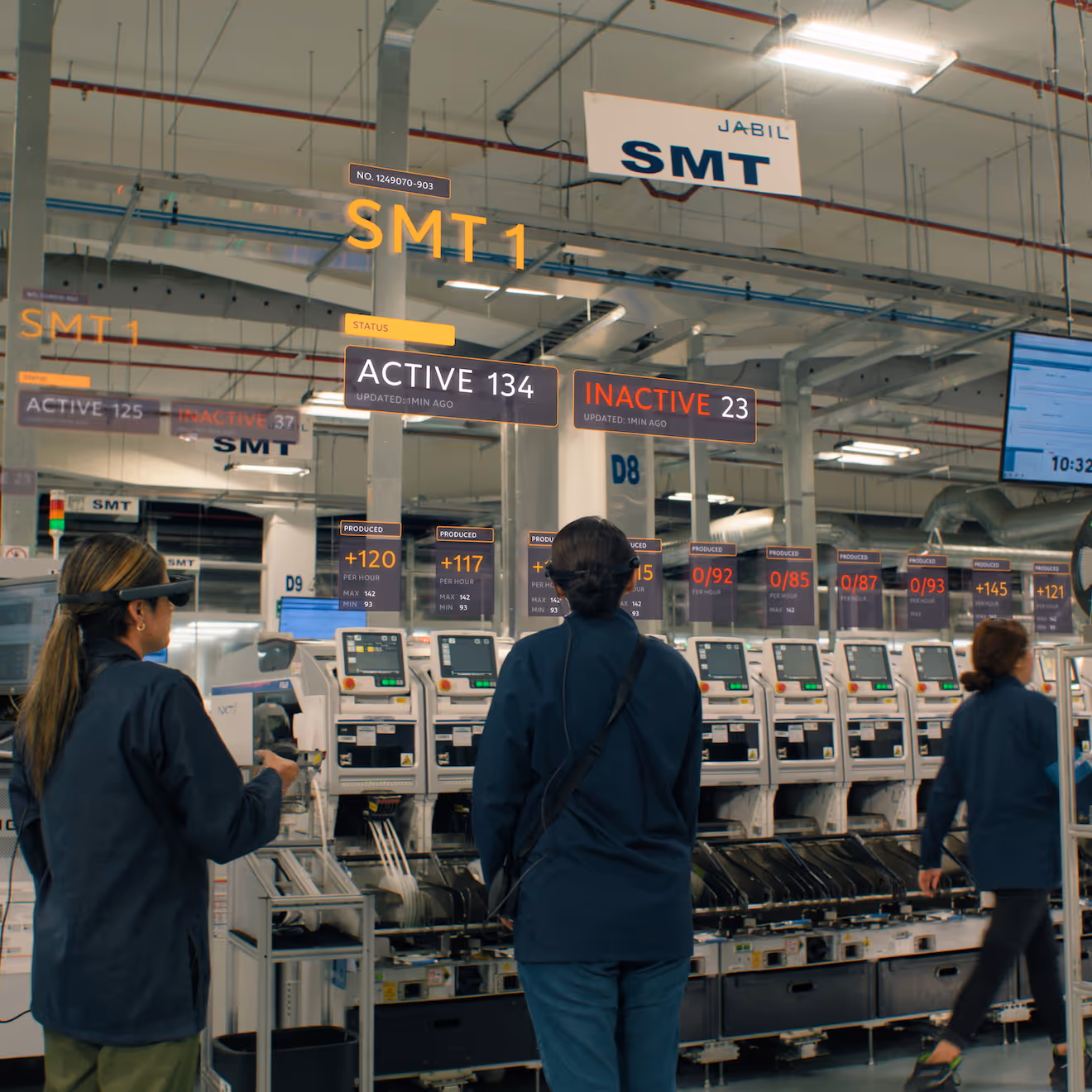 Factory workers in Magic Leap AR headsets streamline workflows and optimize complex processes.