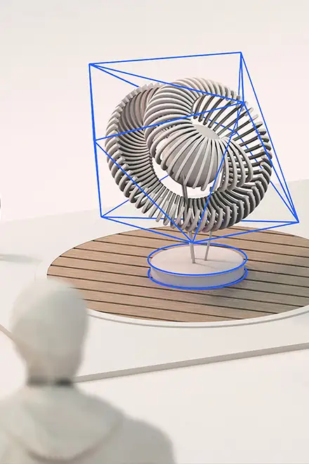 A link card element: A space showing contextually relevant AR content placed in a museum.