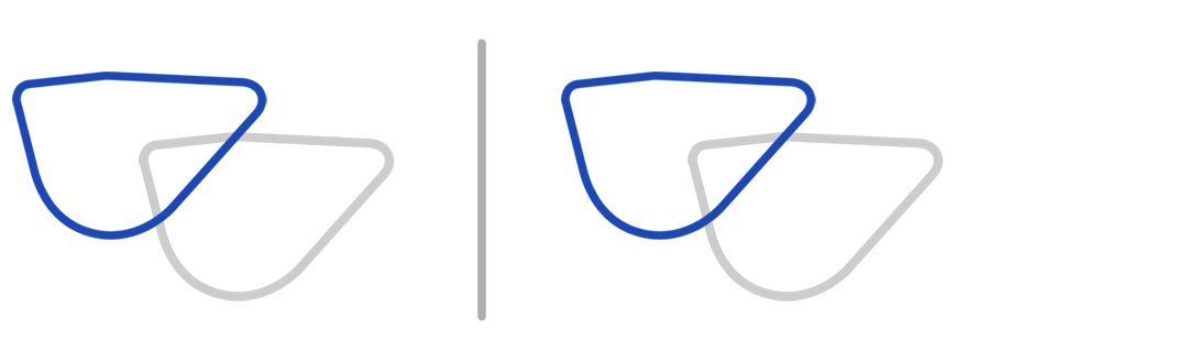 Two pairs of geometric shapes representing waveguides and how custom coatings improve them.