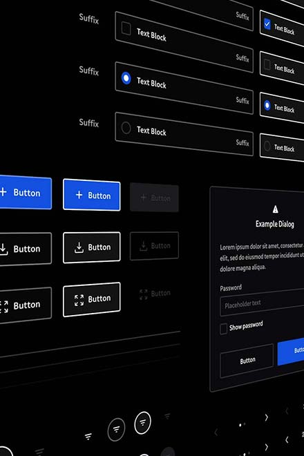 A link card element: A display featuring an array of augmented reality user interface elements, ready for a developer to select them for a project.