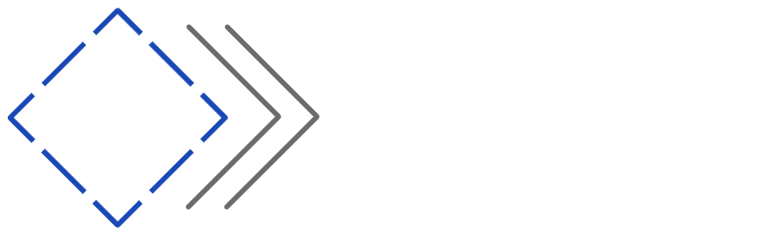 An icon with a central diamond shape and two deltas moving away to the right hand side, indicating the progress of research and development.