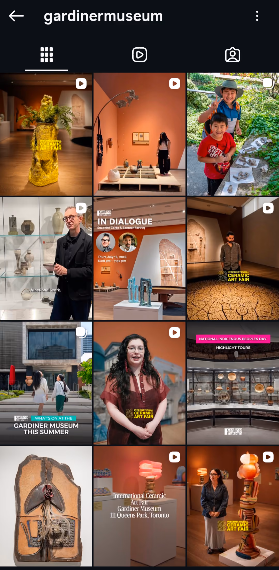 Gardiner Museum Instagram grid
