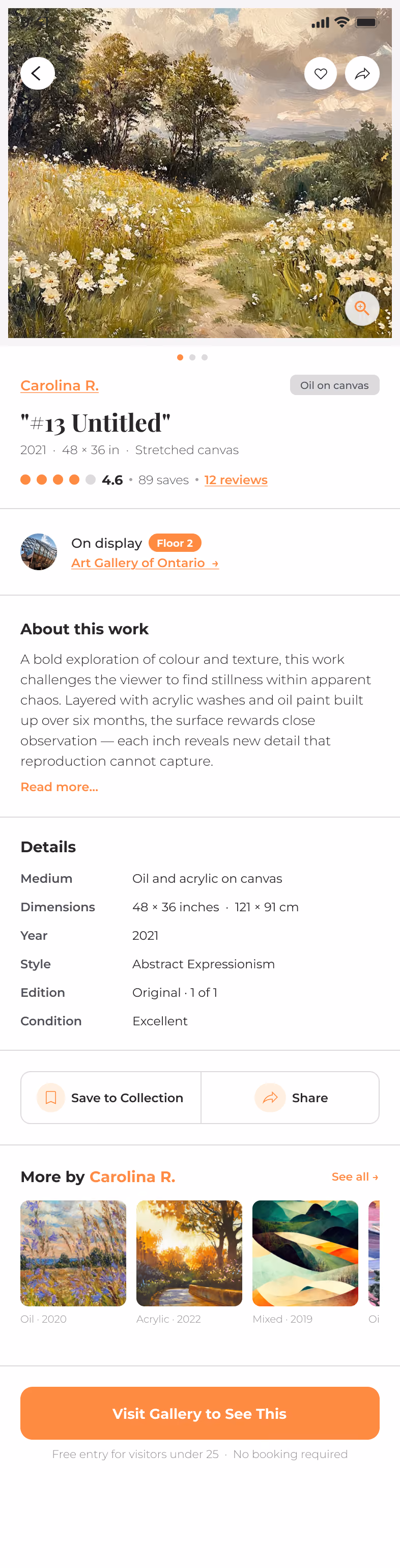 Artwork detail page