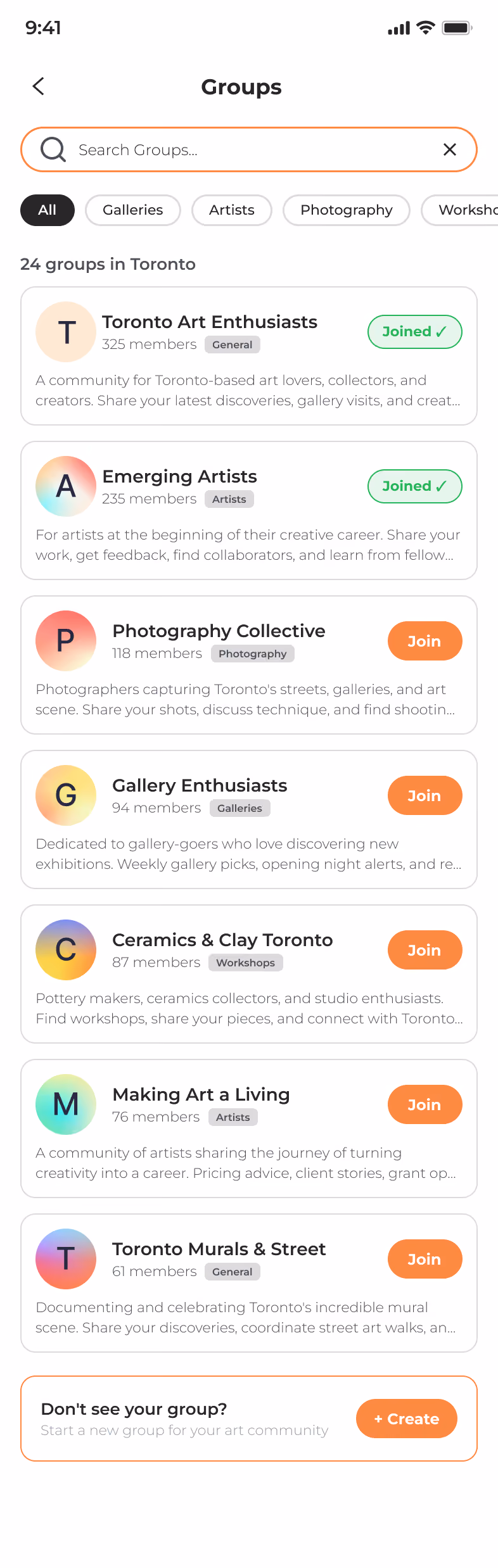 Group detail, Toronto Art Enthusiasts