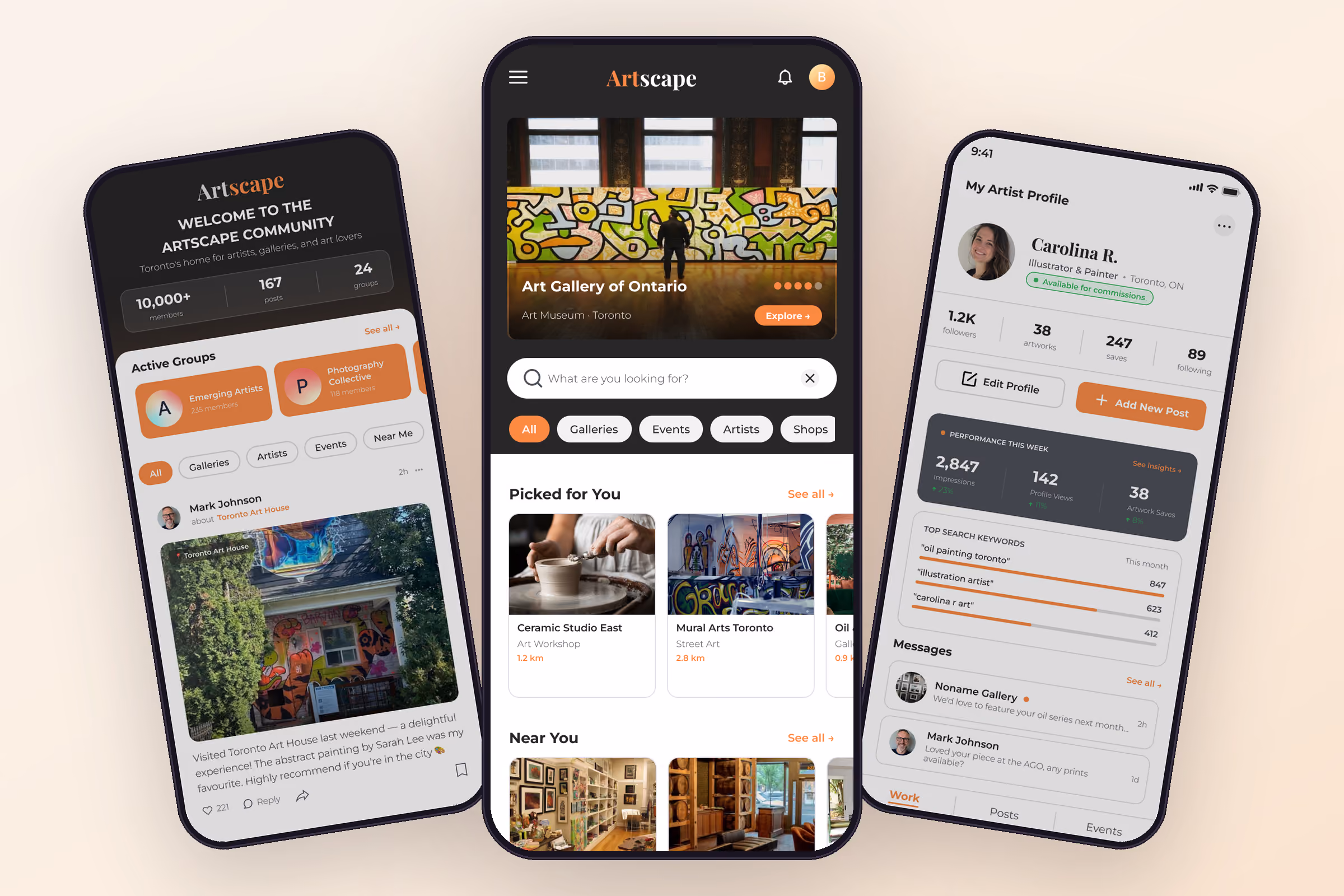 Artscape app screens