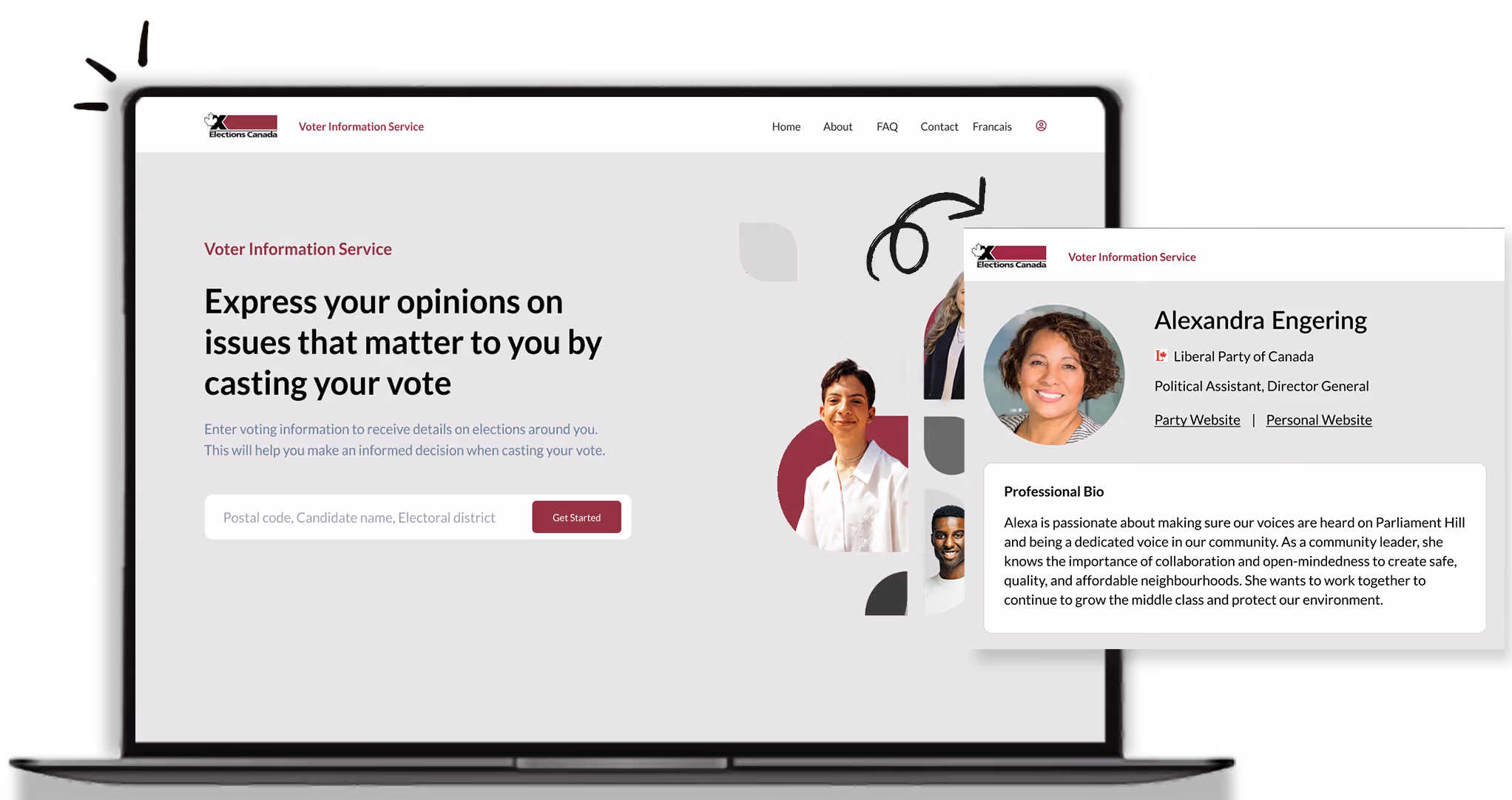 Candidate Connect voter information screens