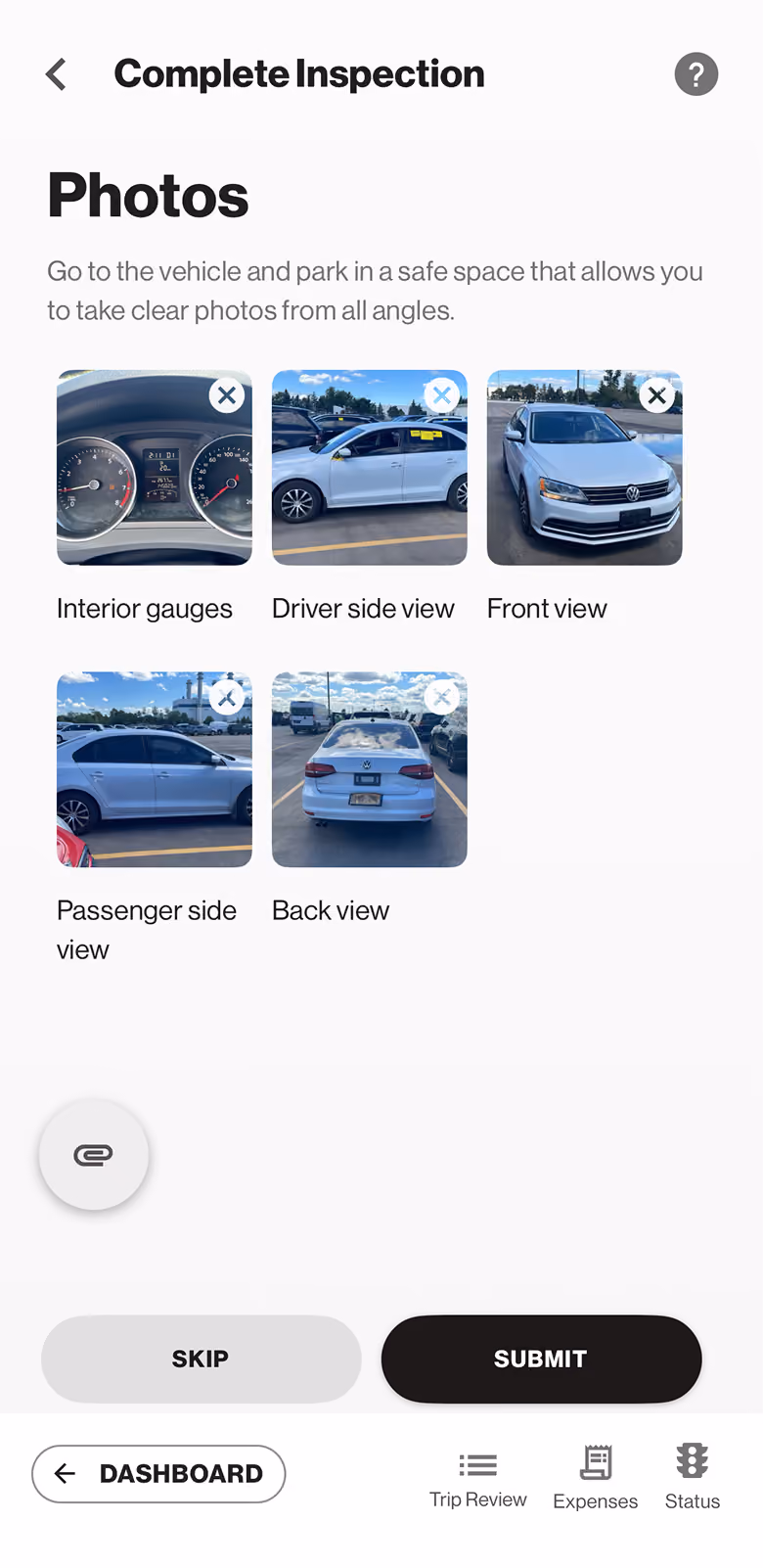 Complete Inspection, Photos screen