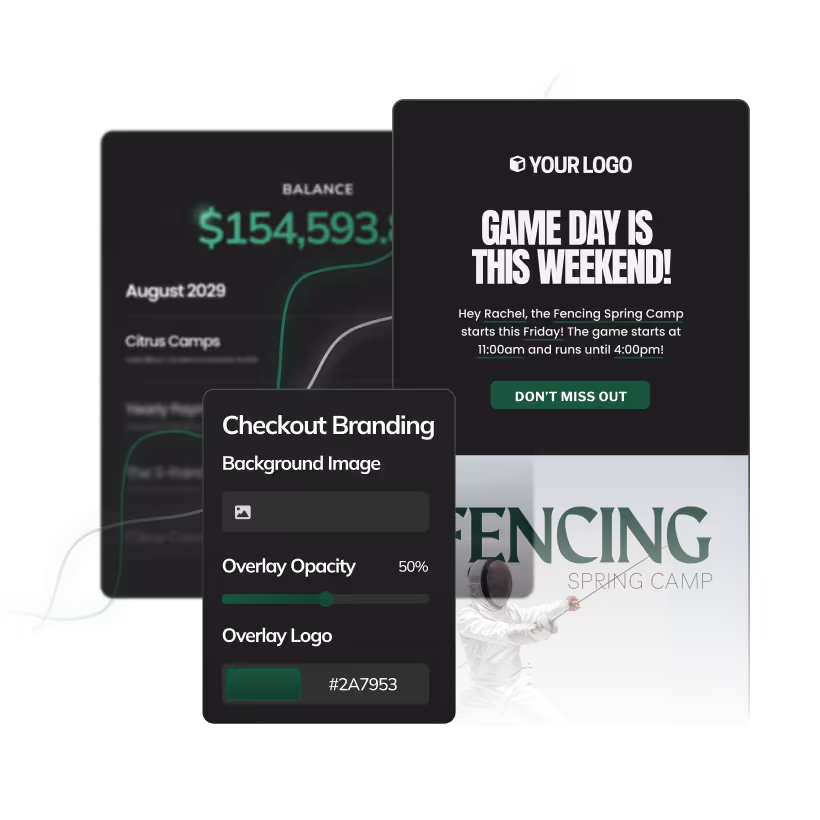 Fencing graphic showing branding and marketing