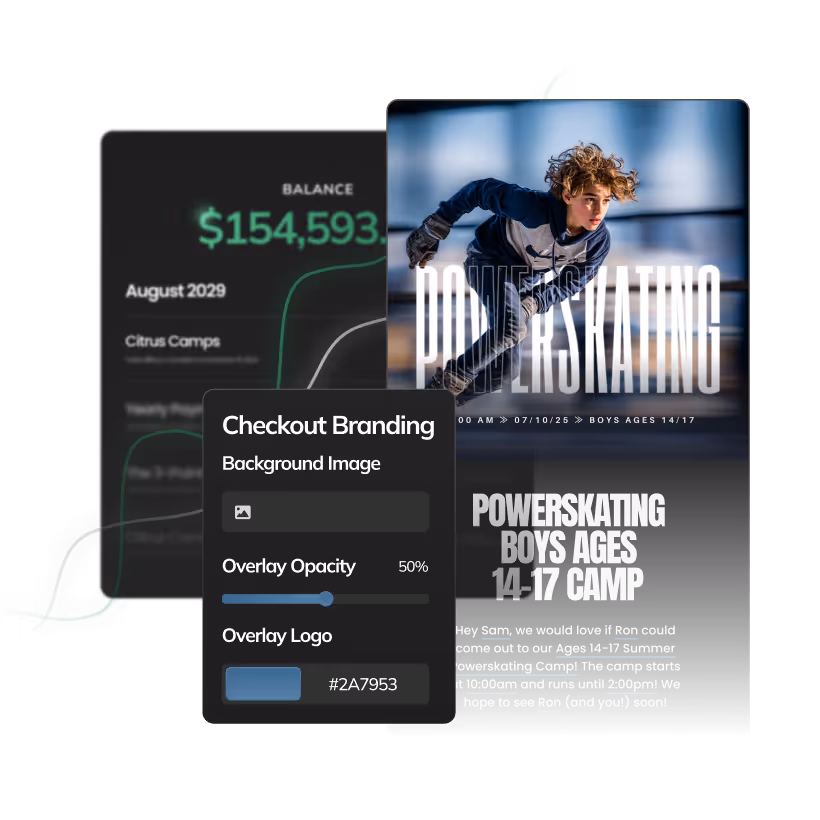 Power skating graphic showing branding and marketing