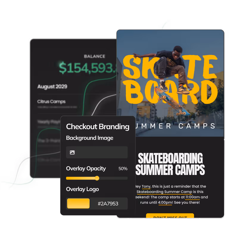 Skateboarding graphic showing branding and marketing