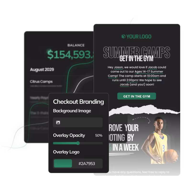 Basketball graphic showing branding and marketing