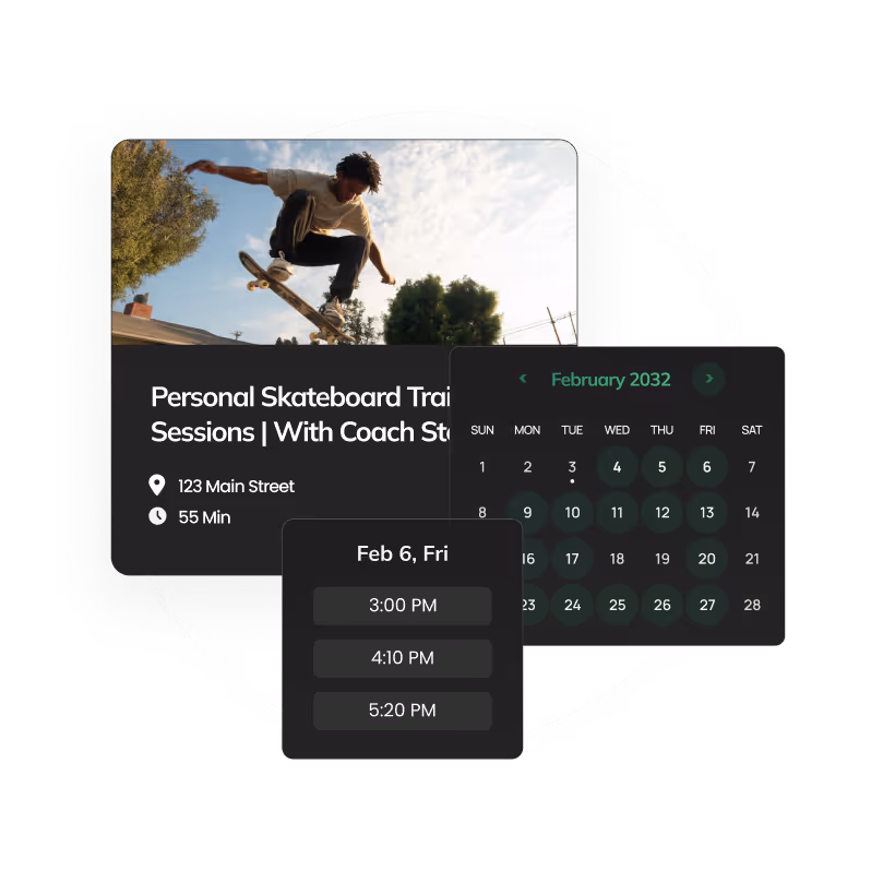 Skateboarding graphic showing individual bookings on Citrus