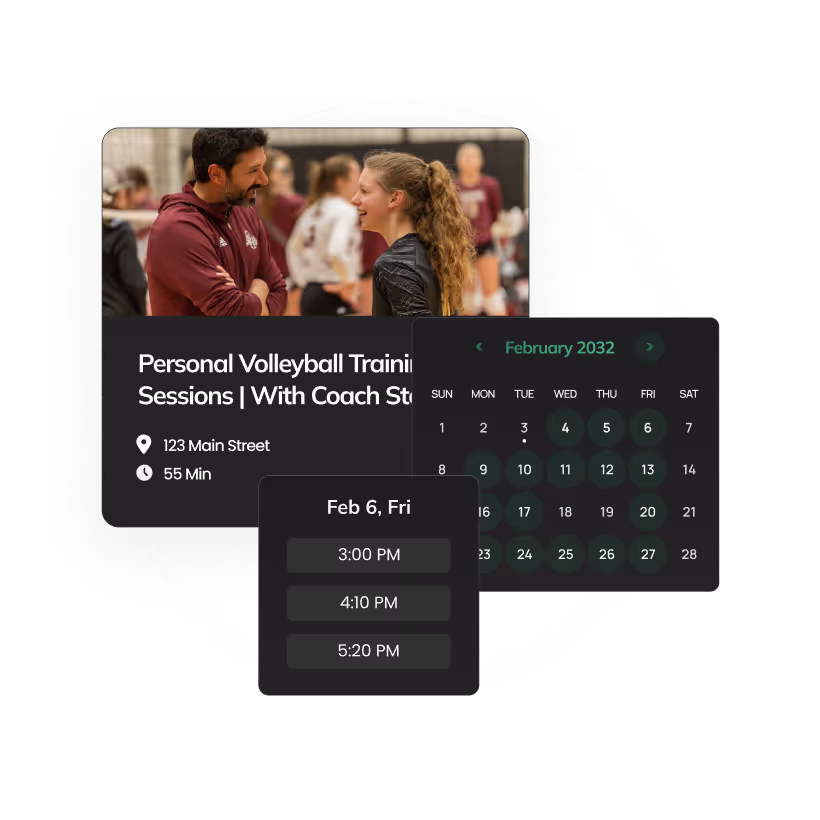 Volleyball graphic showing individual bookings on Citrus