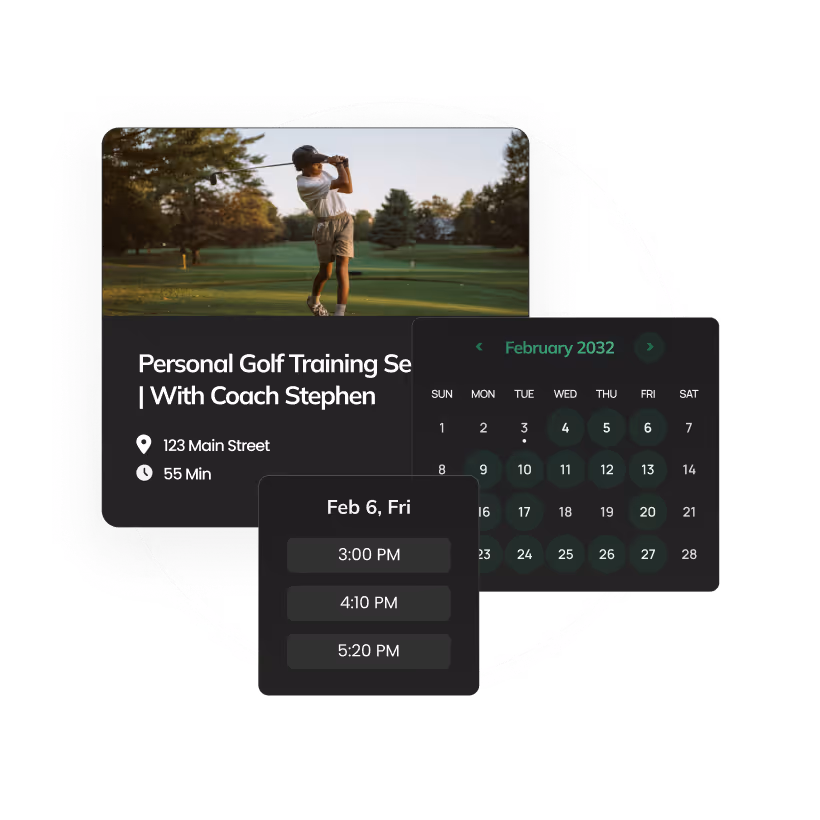 Golf graphic showing individual bookings on Citrus