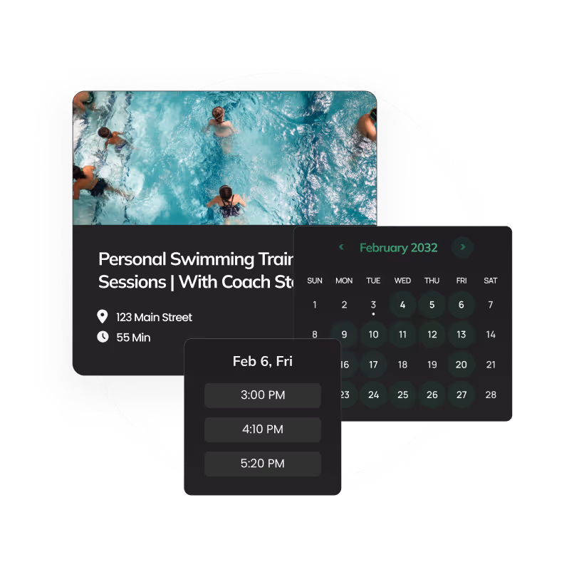 Swimming graphic showing individual bookings on Citrus