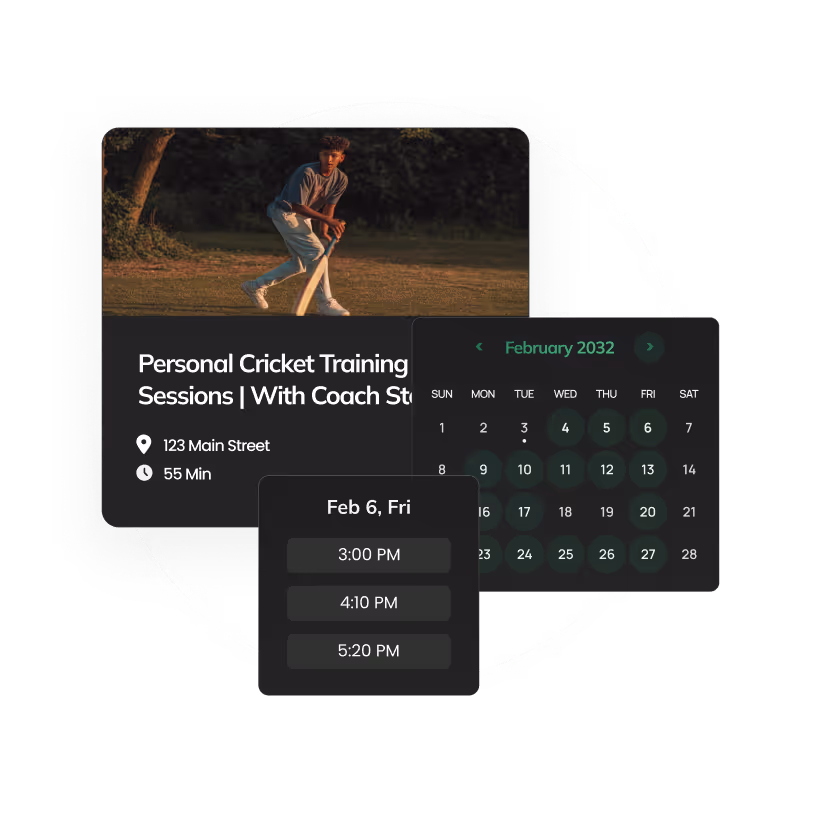 Cricket graphic showing individual bookings on Citrus