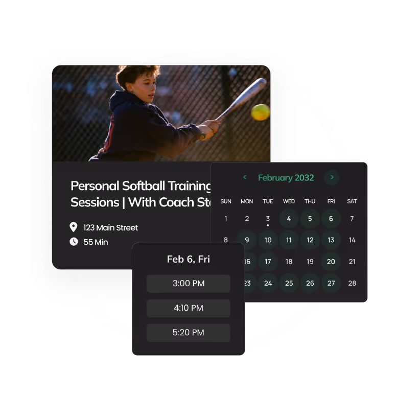 Softball graphic showing individual bookings on Citrus
