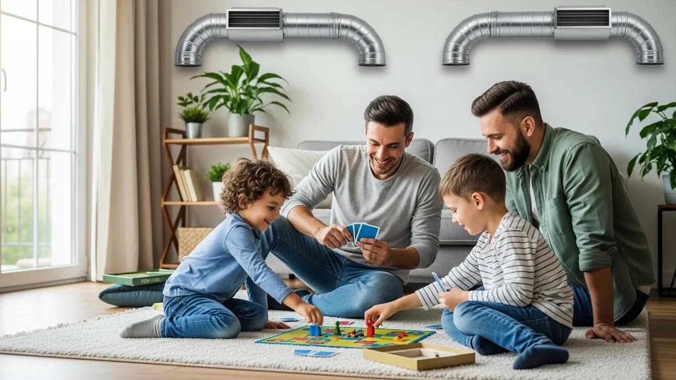 Family enjoying a healthy indoor environment, illustrating the health benefits of professional duct cleaning