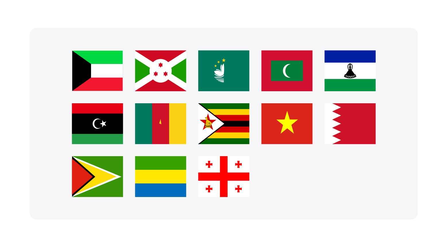 Flags of countries where Bitcoin is banned