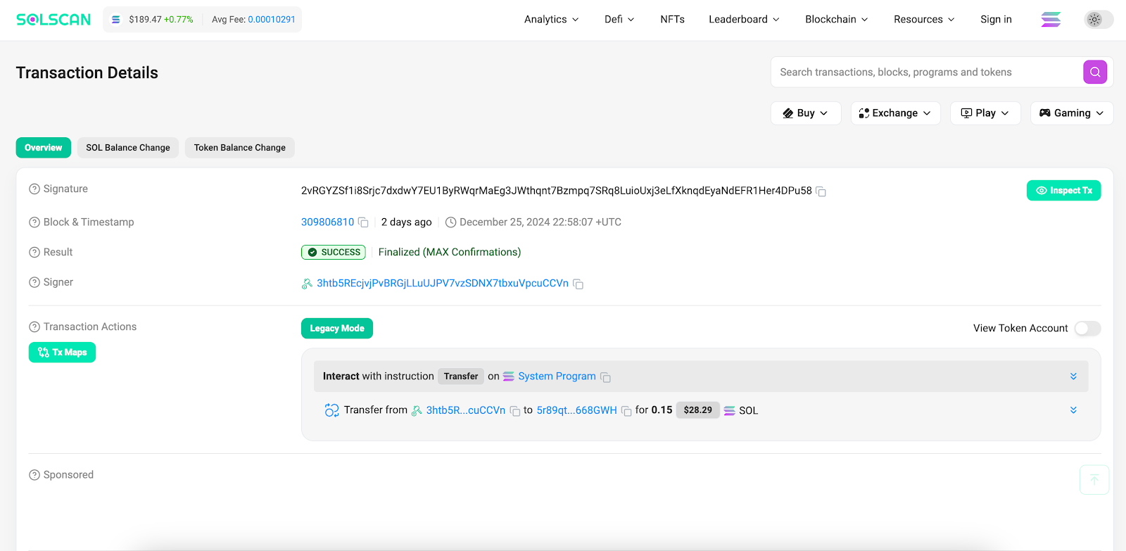 transaction details in solscan