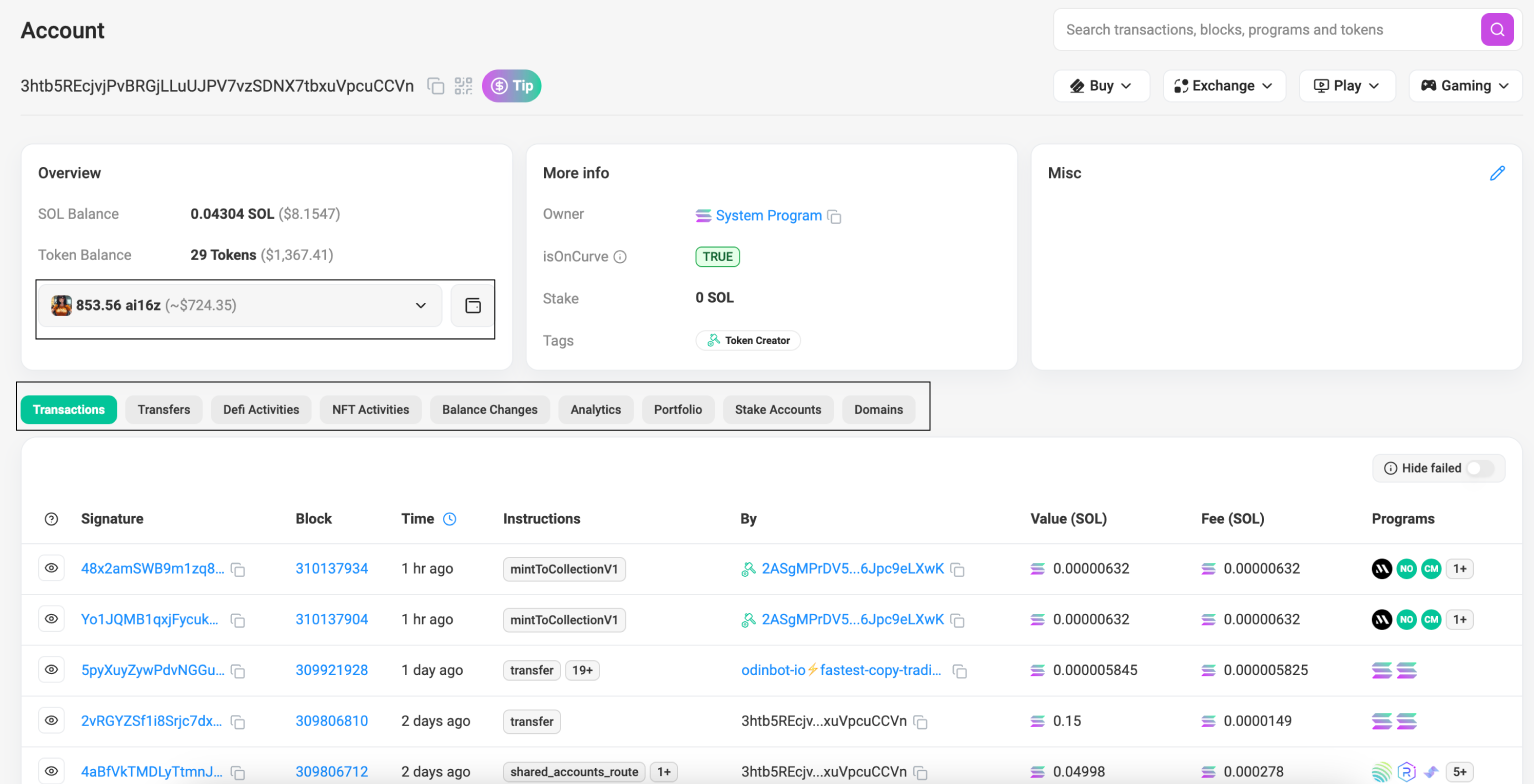 how to track transactions with solscan