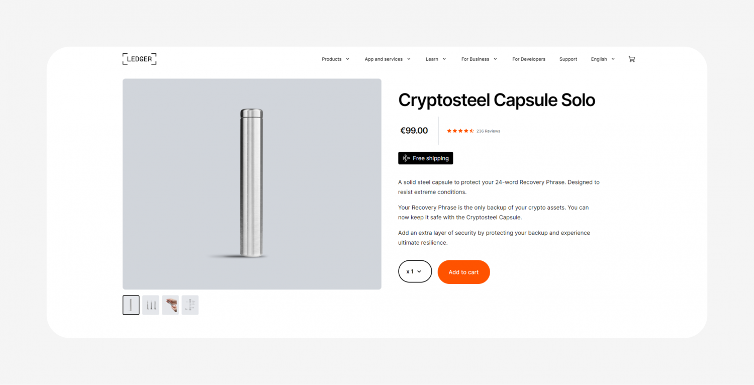 Cryptosteel-seed-phrase-storage