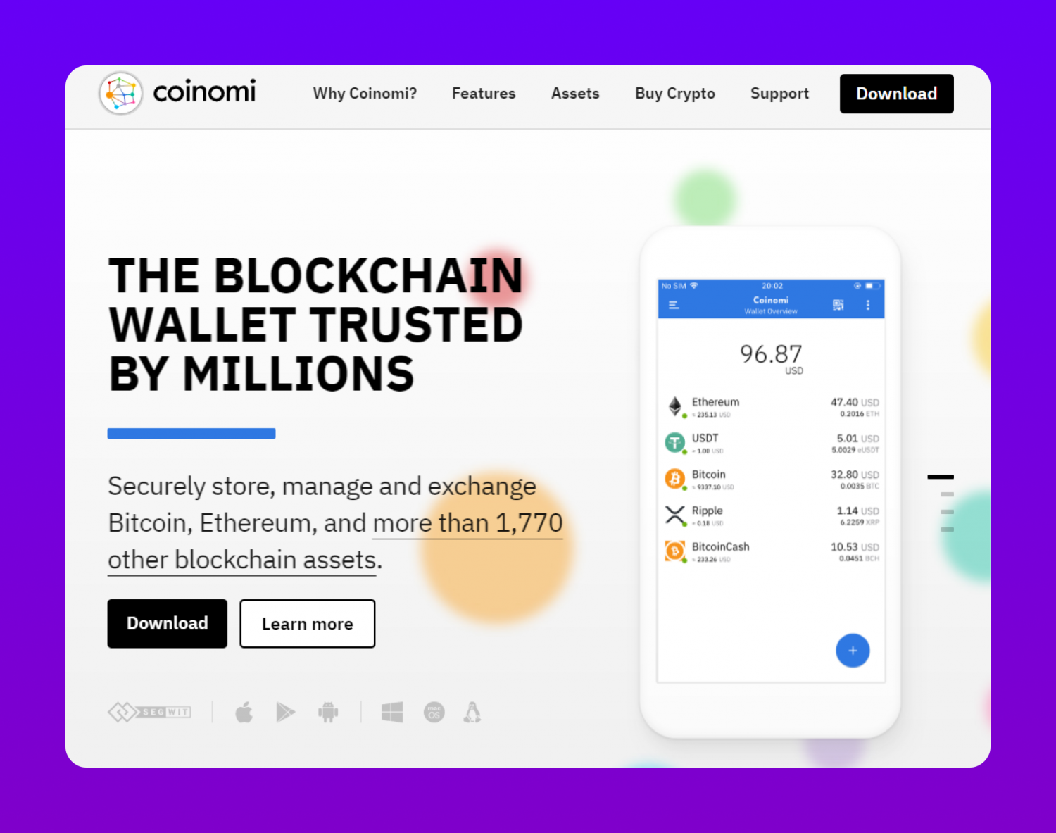 Coinomi's official website