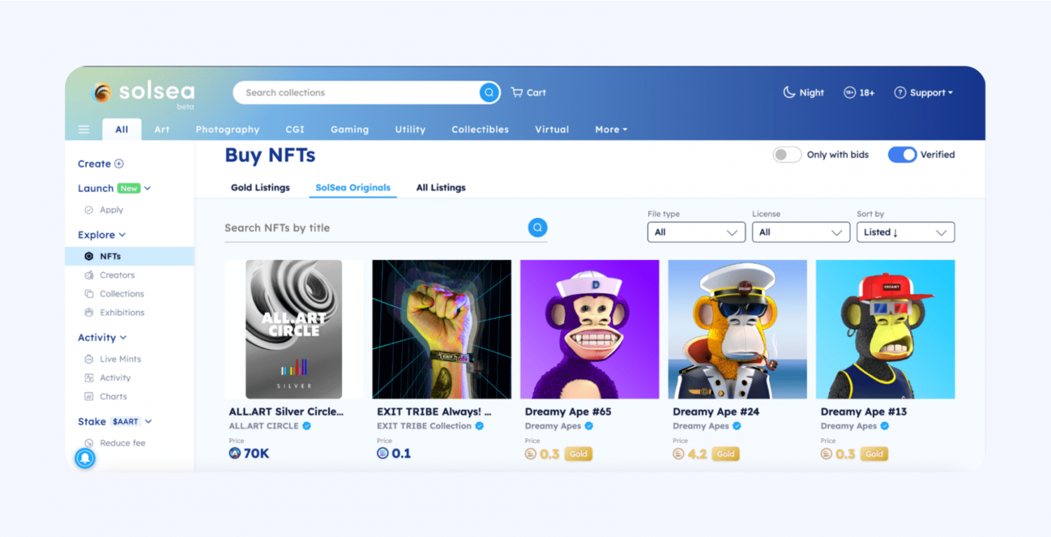 solsea NFT marketplace