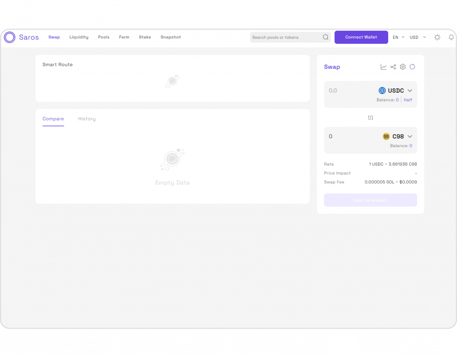 Saros Finance's trading interface