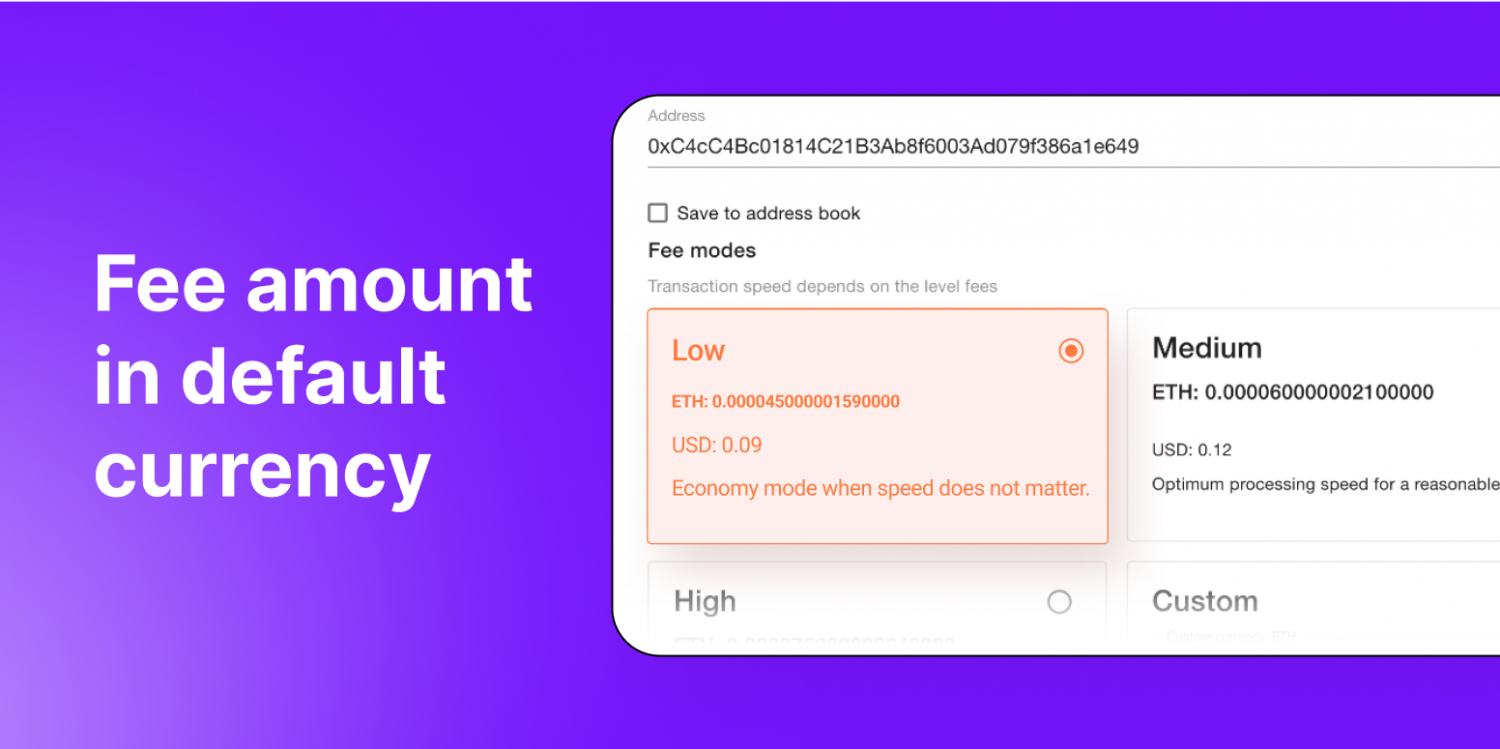 Fee amount in default currency