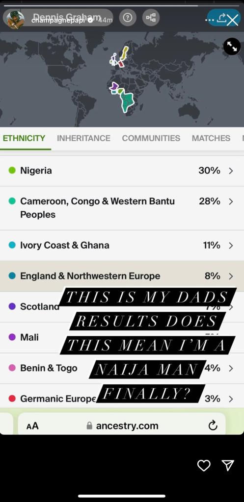 Drake's heritage results