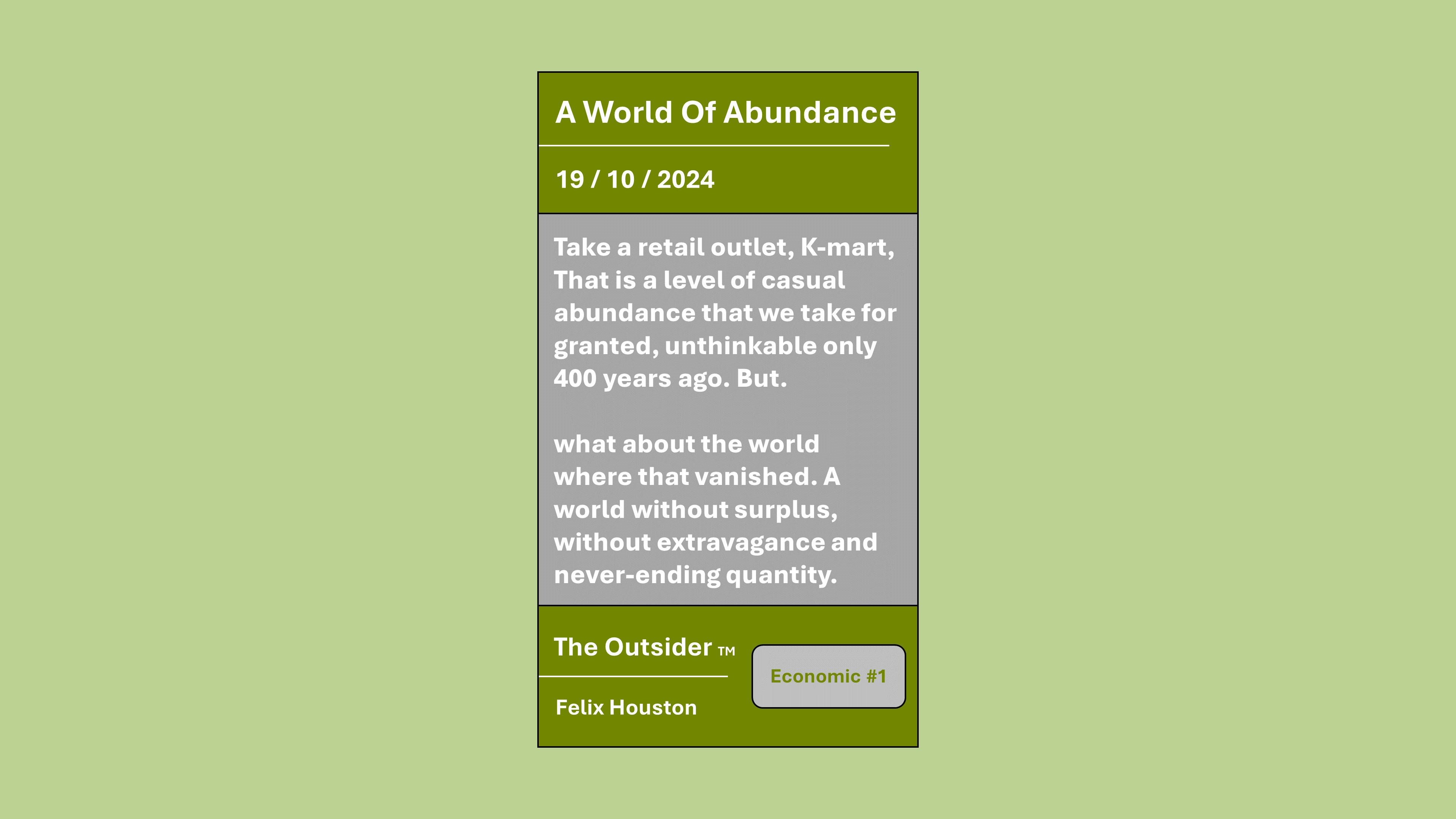 "Something Unthinkable only 400 years ago."