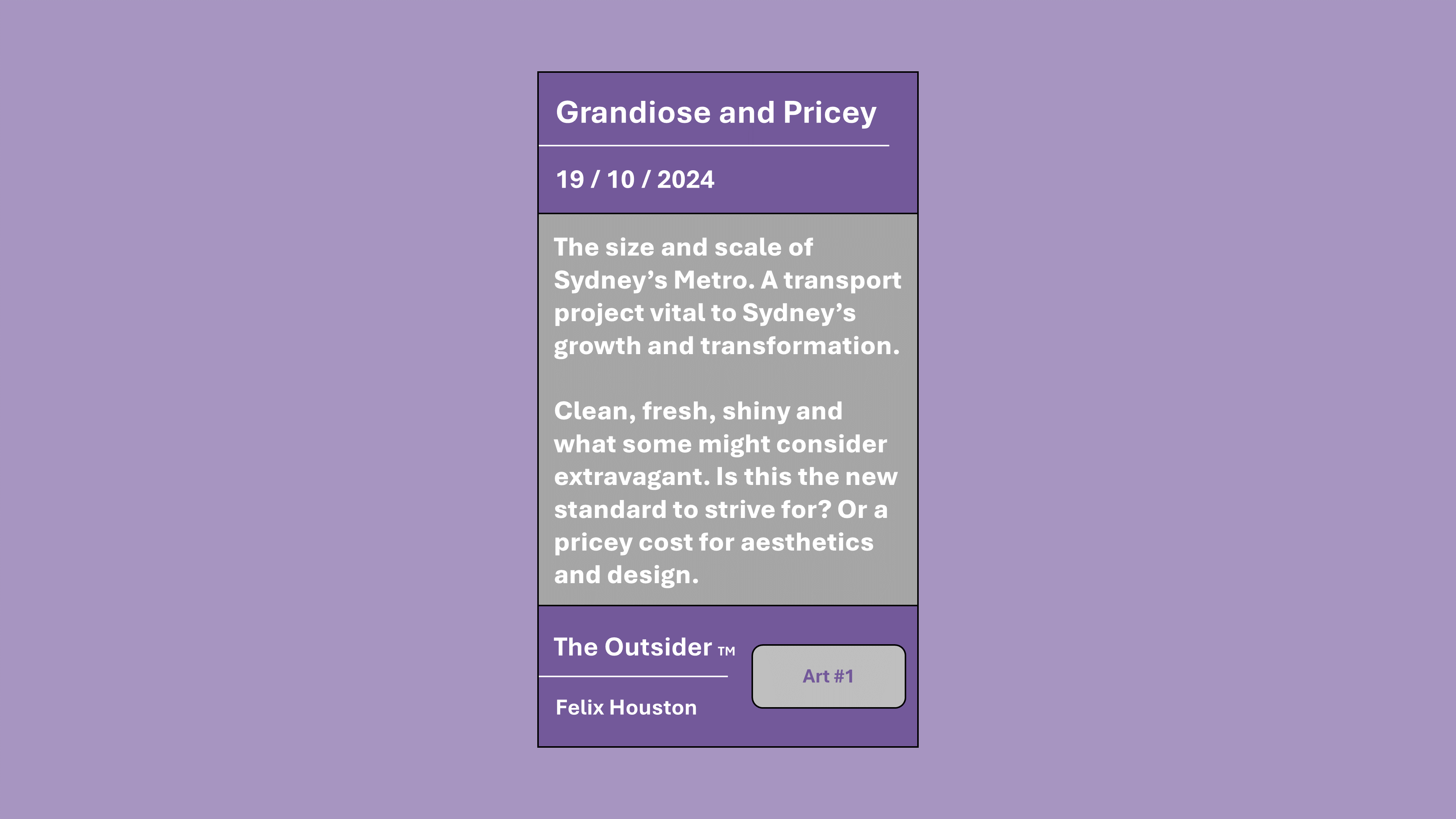 "Is this a new standard? Or a pricey cost for asthetics"