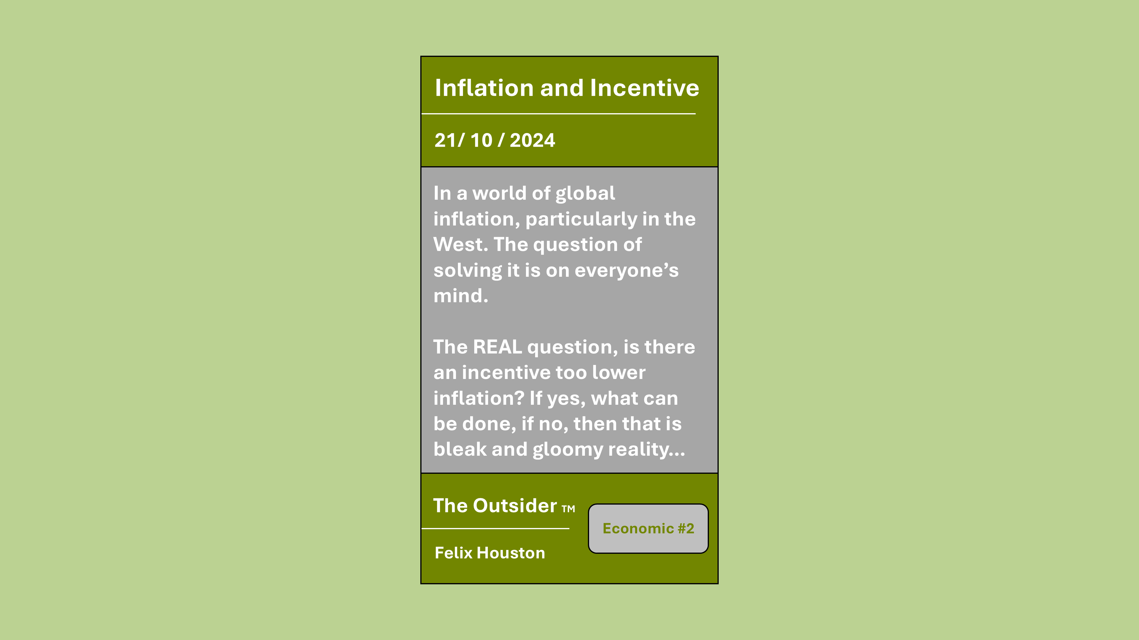 "Inflation and Incentive"