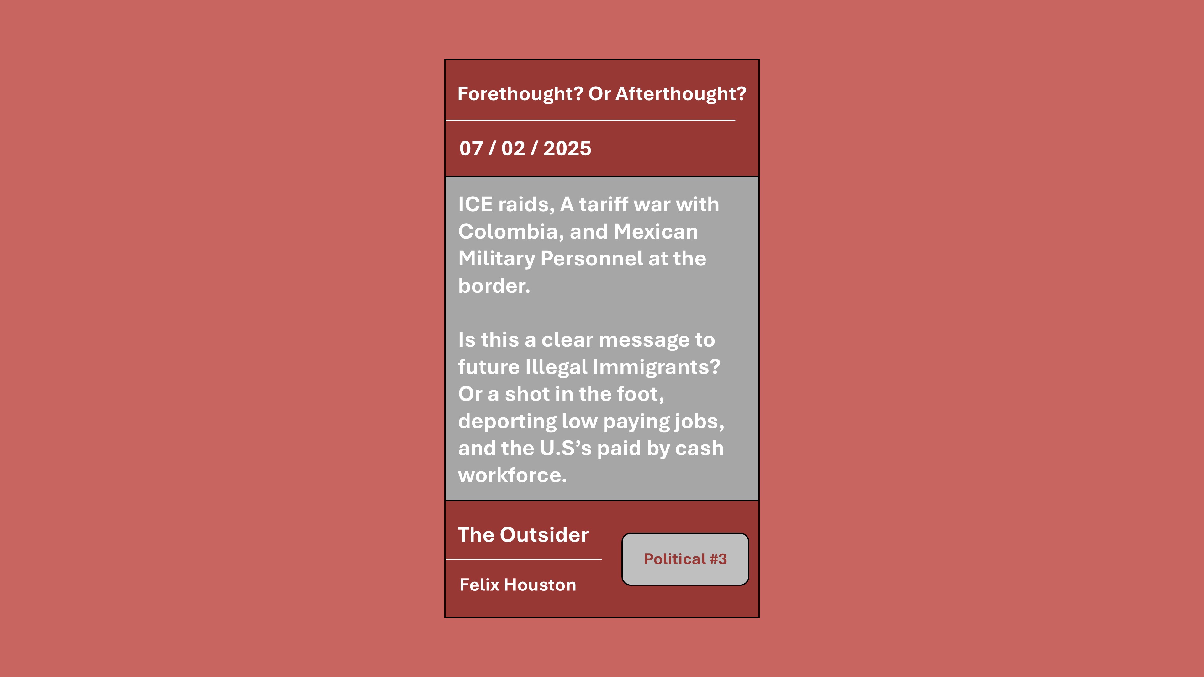 Forethought? Or Afterthought?