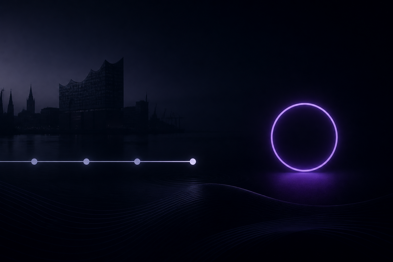 Abstract line and empty ring on a dark field. Experience is no longer built in-house.