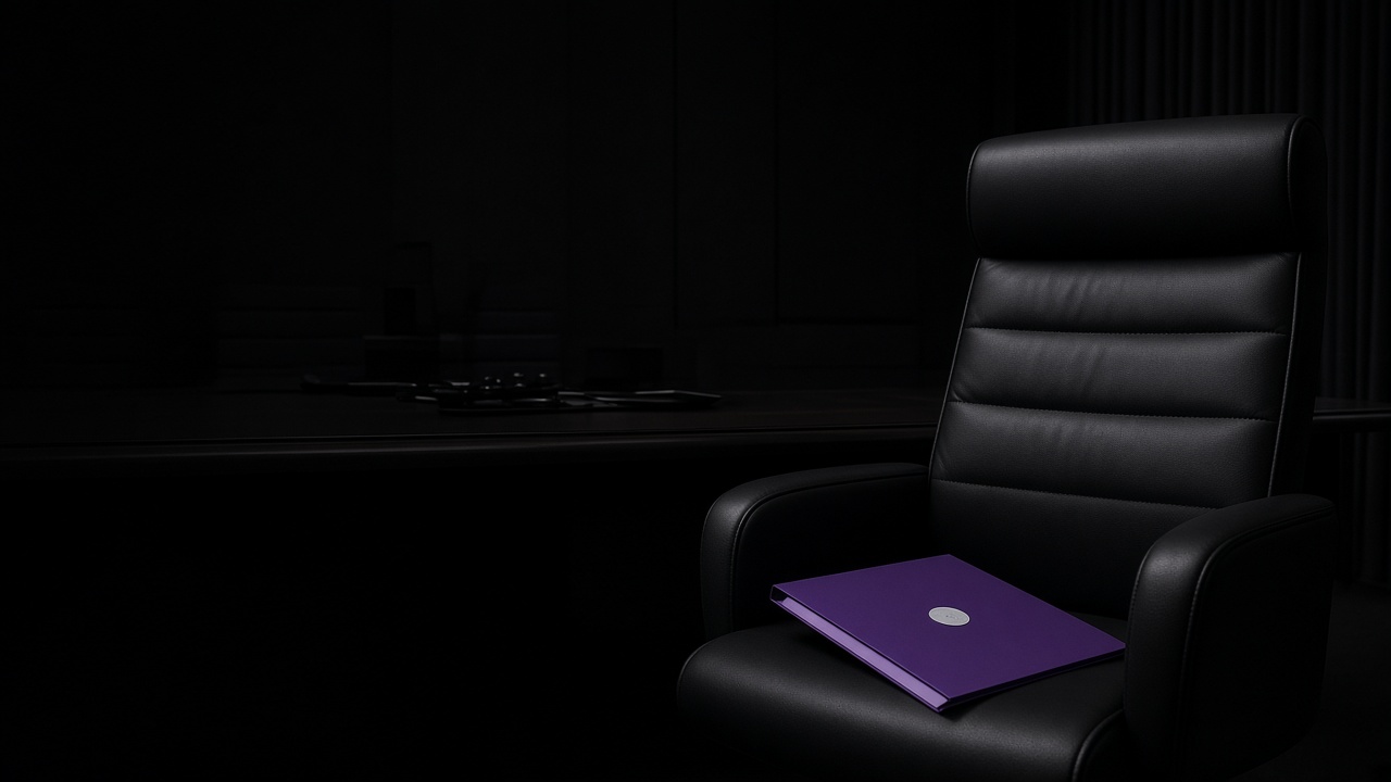 Empty Beirat chair with sealed AI competence mandate - Motto x Beyond Chiefs