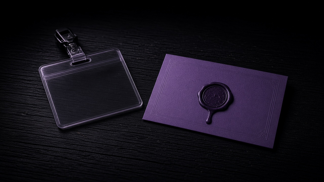 Empty badge clip with sealed permanent AI mandate - Motto x Beyond Chiefs