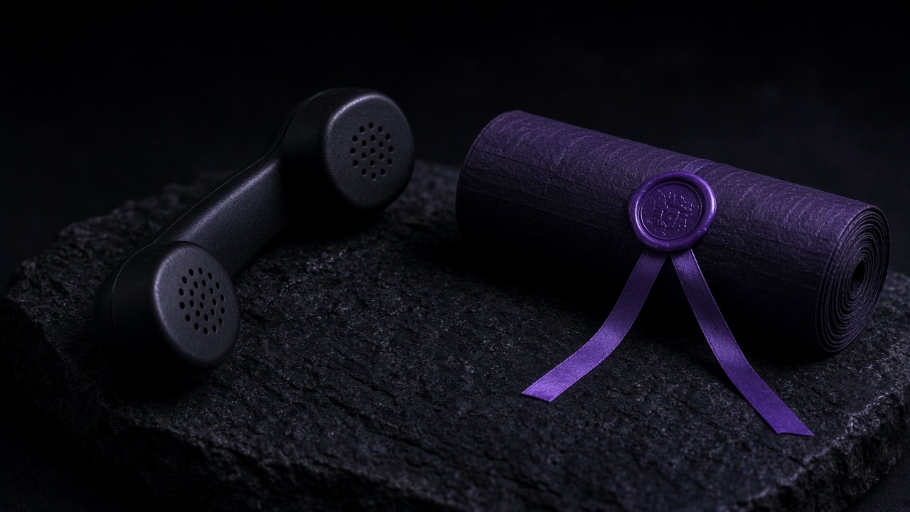 Empty telephone handset with sealed AI mandate - Motto x Beyond Chiefs